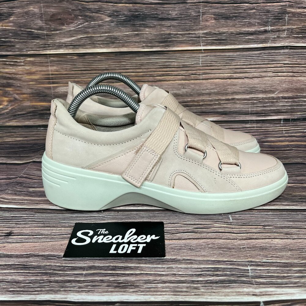 Ecco Women's Soft 7 Pink Wedge Strap Leather‎ Shoes
